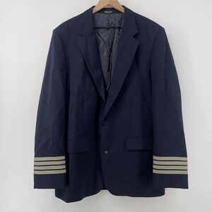 Crew Outfitters Pilot Blazer Jacket Four Stripe Captain Uniform Navy Blue 44XL